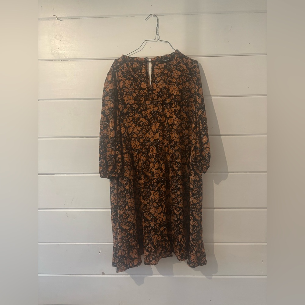 Floral Black and Brown Women's Dress
